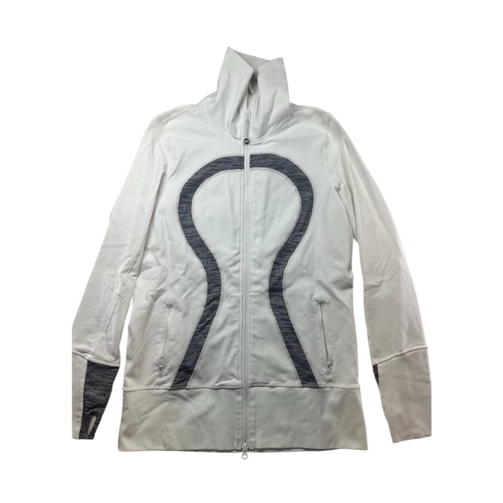 Lululemon Define Jacket Women's 10 White Blue Full‎ Zip Athletic Yoga Running